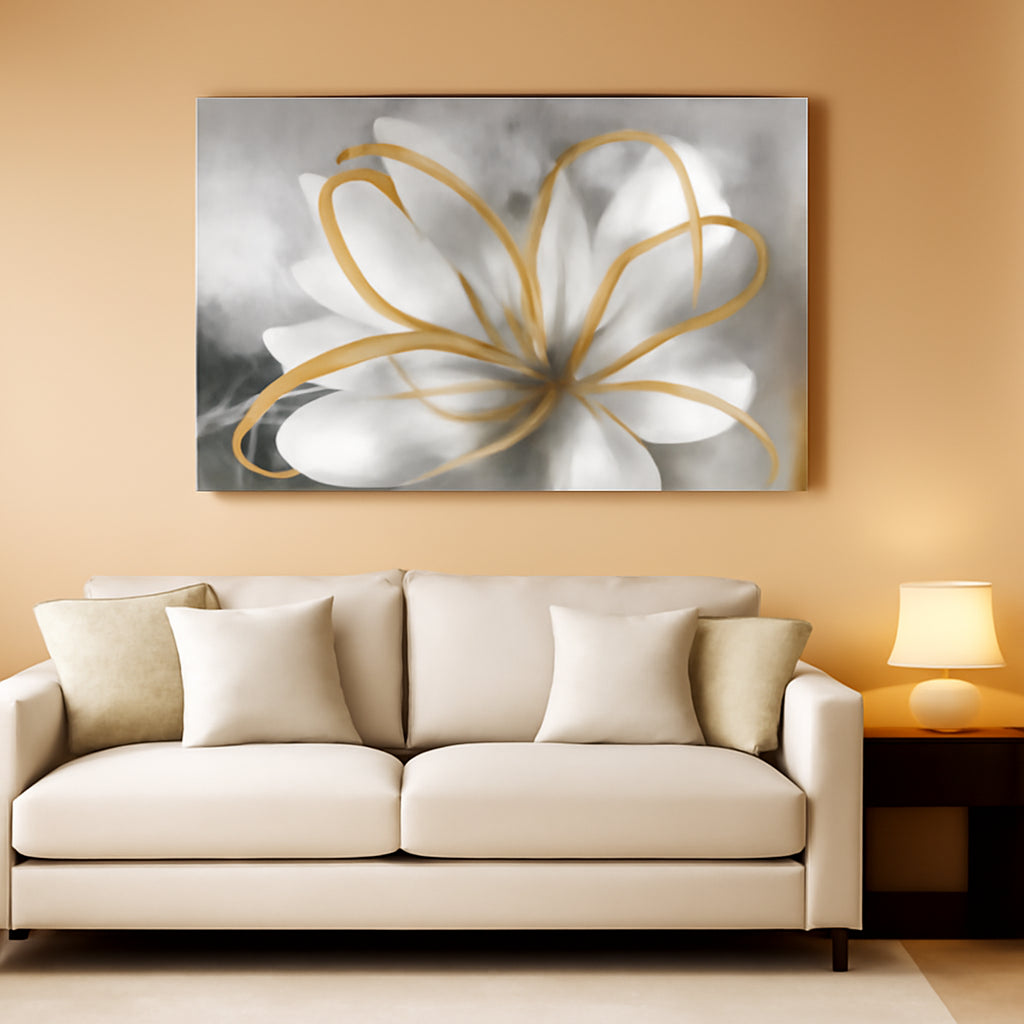 Luxurious Canvas Wall Art White Flower 30X60Inches