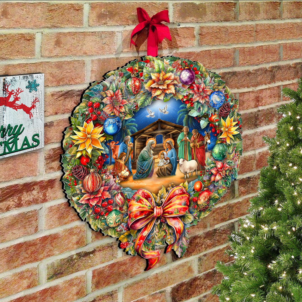 Nativity Wreath Holiday Door Decor by G. Debrekht - Nativity Holiday Decor - 8652805H
