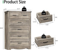 Dresser for Bedroom with 6 Drawers, 49" Tall Wood Chest of Drawers with Deep Drawers & Mental Handle, Modern Dresser TV Stand, Wooden Closet Storage Organizer for Living Room, Hallway, Entryway, Grey