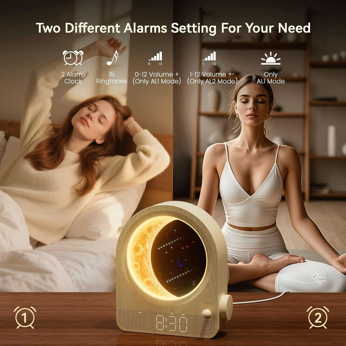Sunrise Alarm Clock With Moon Lamp Dimmer Controller