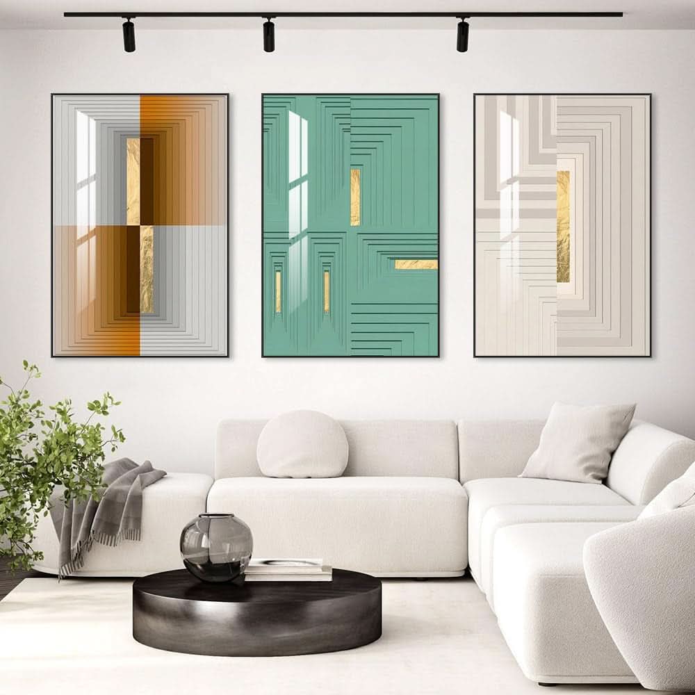 Three Piece Canvas Wall Art Set Black Frames Modern Gallery