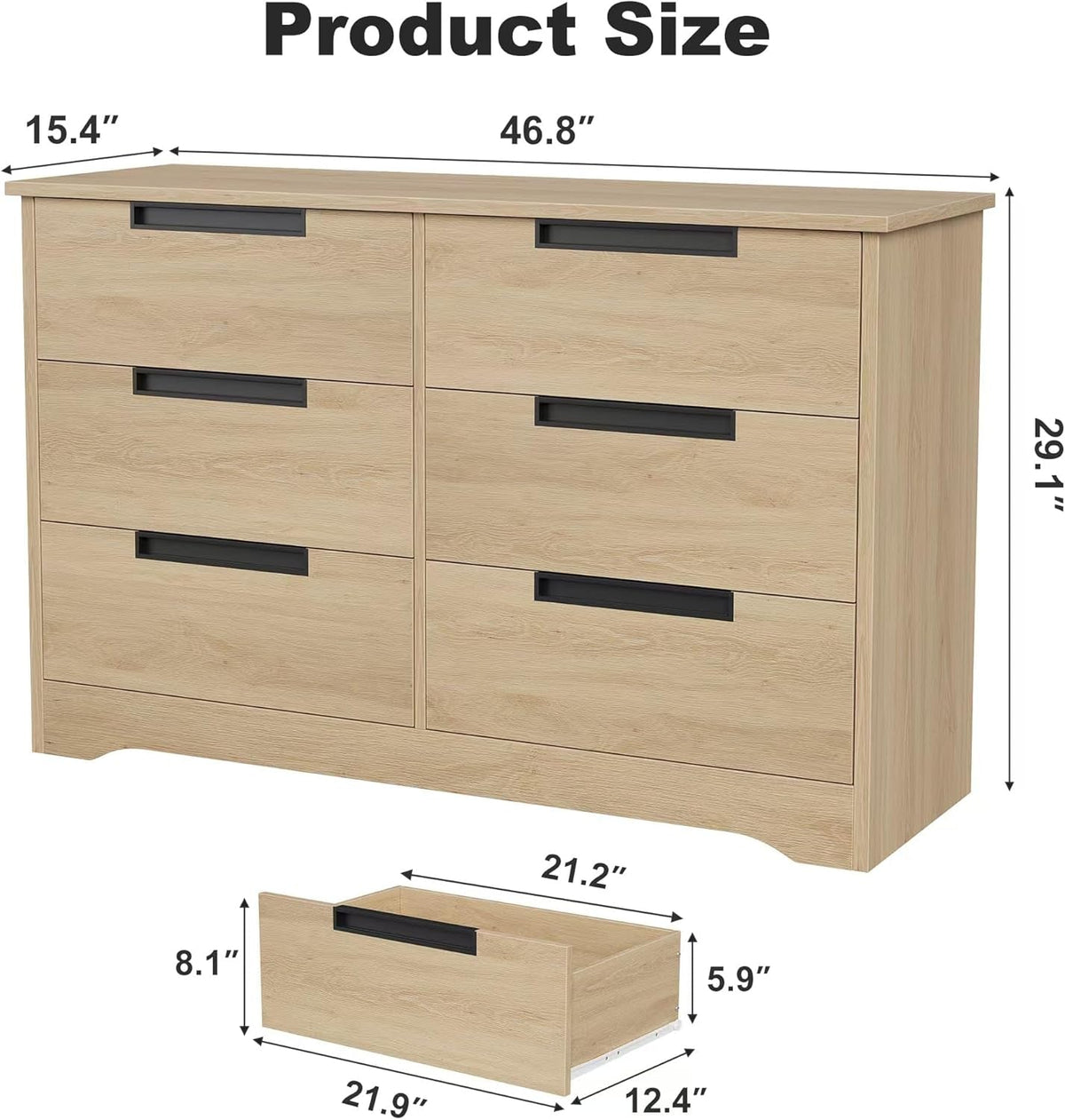 Natural Contemporary Wood Dresser With Embedded Handles