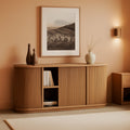 Contemporary 67 Inch Wooden Sideboard Cabinet Camel