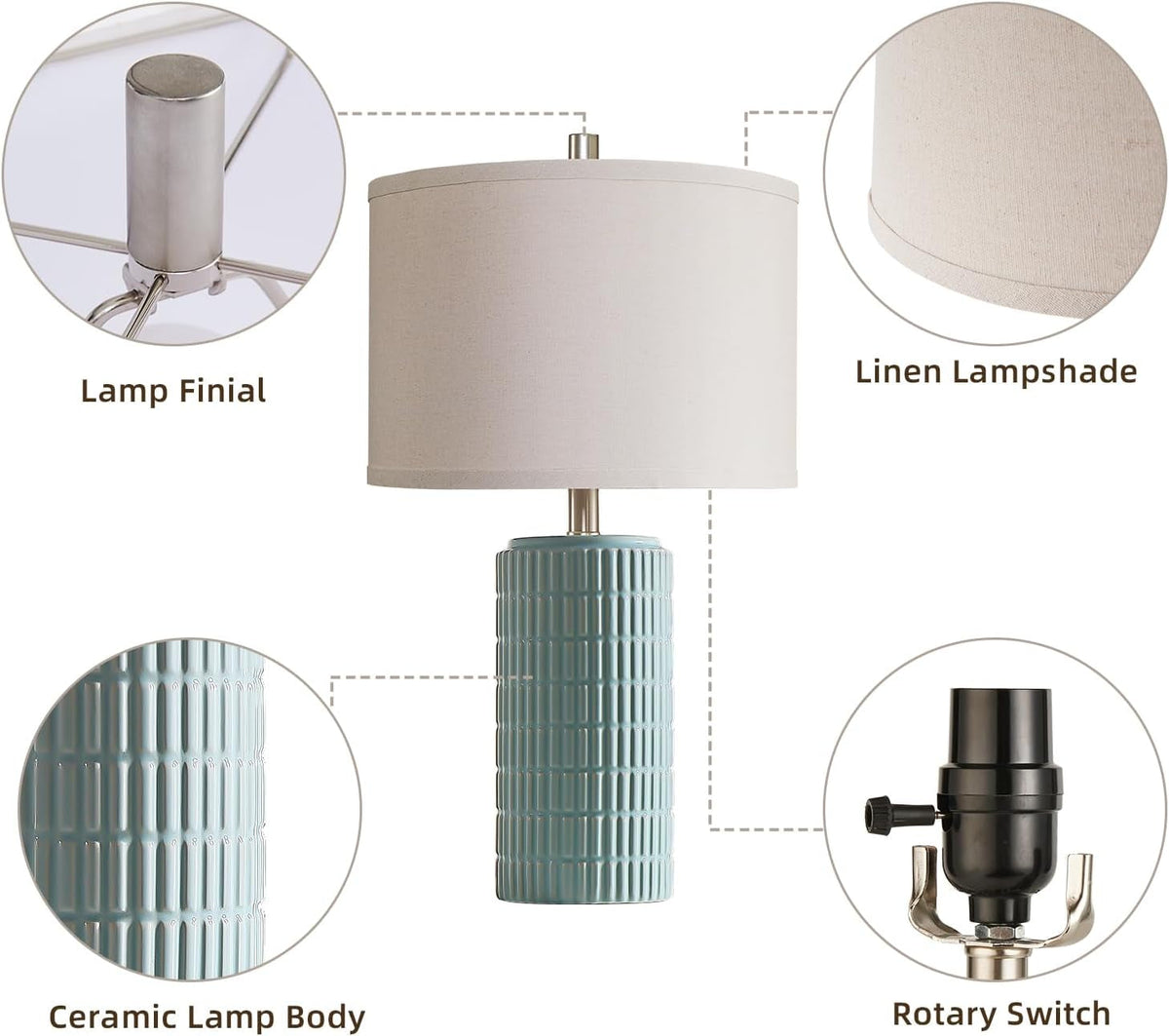 23 Inch Contemporary Ceramic Table Lamps Bedroom Pair