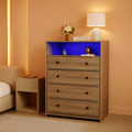 Premium Tall Gray Wood Dresser With LED Lighting System