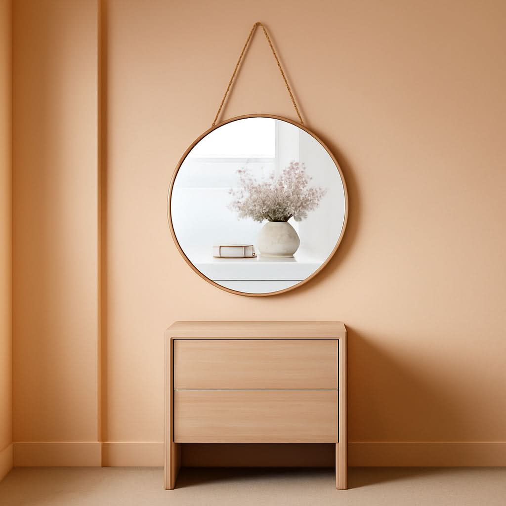 11.8-Inch Round Wall Mirror Gold Bathroom EnamelFinish