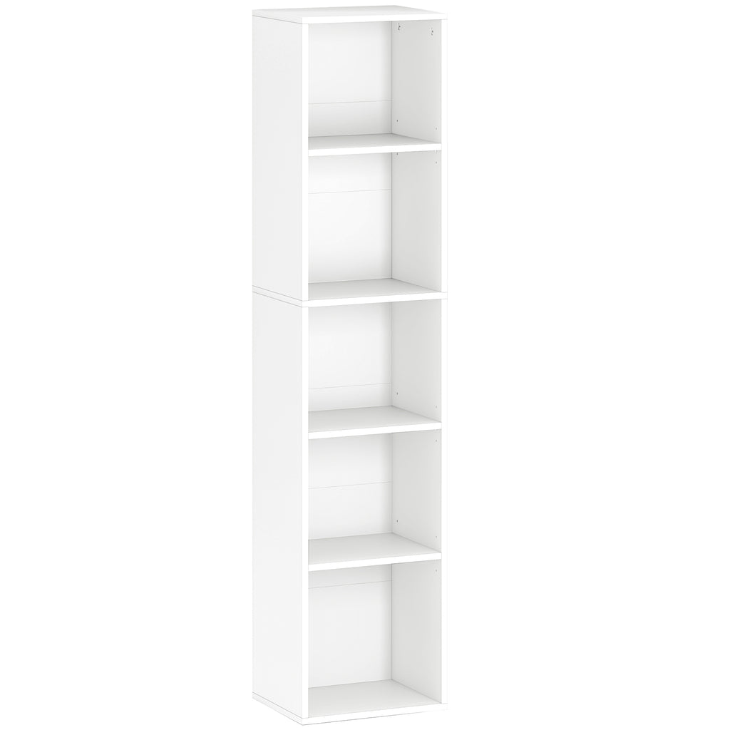 Bibliothèque étagère de rangement 5 niveaux avec étagères réglables pour salon, chambre, bureau, 30x24x133,5cm, blanc
