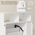Meuble à chaussures, armoire à chaussures, 2 tiroirs rabattables, compartiments ouverts et étagère réglable, blanc