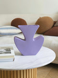 Handmade Memphis Funky Lavender Ceramic Vase, Decorative Flower Vessel