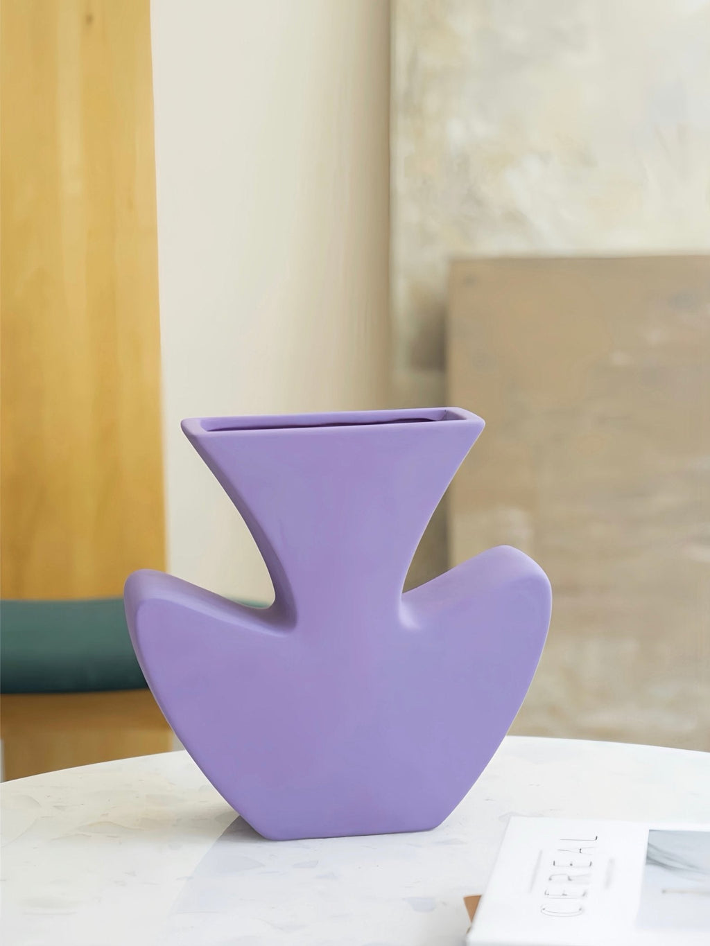 Handmade Memphis Funky Lavender Ceramic Vase, Decorative Flower Vessel