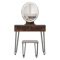 NNEIDS Levede Dressing Table LED Light Strip Brown