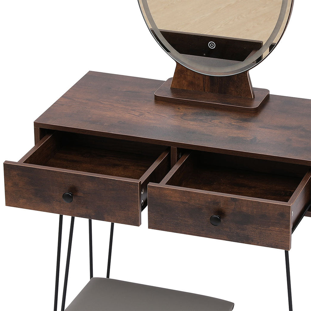 NNEIDS Levede Dressing Table LED Light Strip Brown