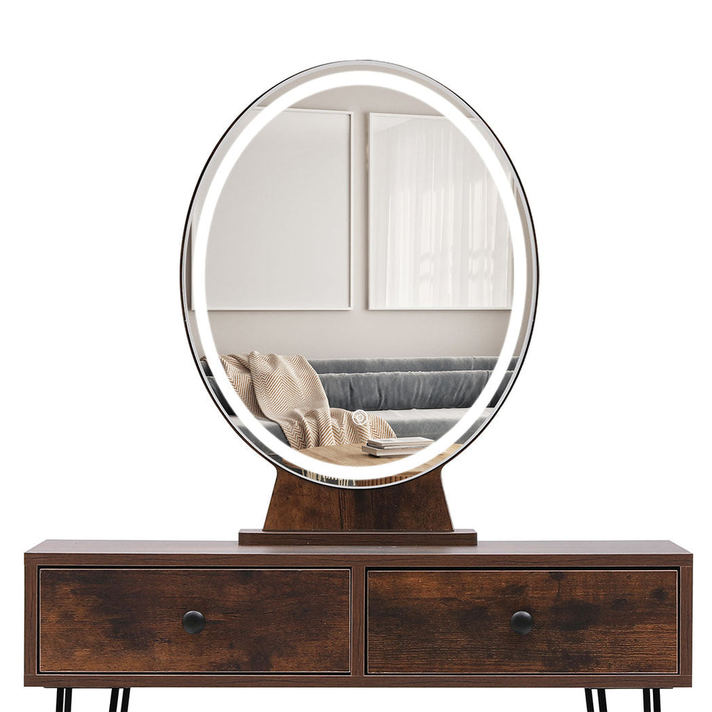 NNEIDS Levede Dressing Table LED Light Strip Brown