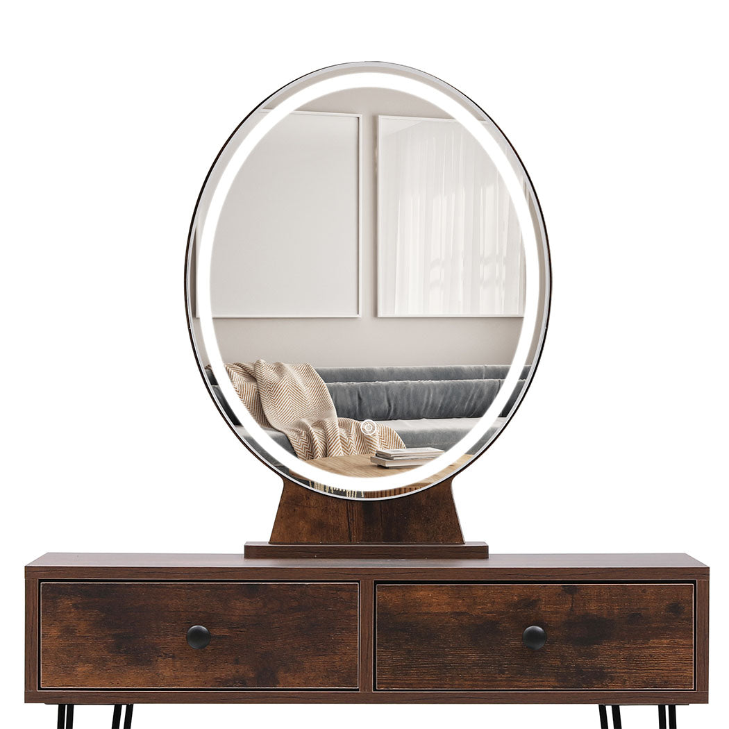 NNEIDS Levede Dressing Table LED Light Strip Brown