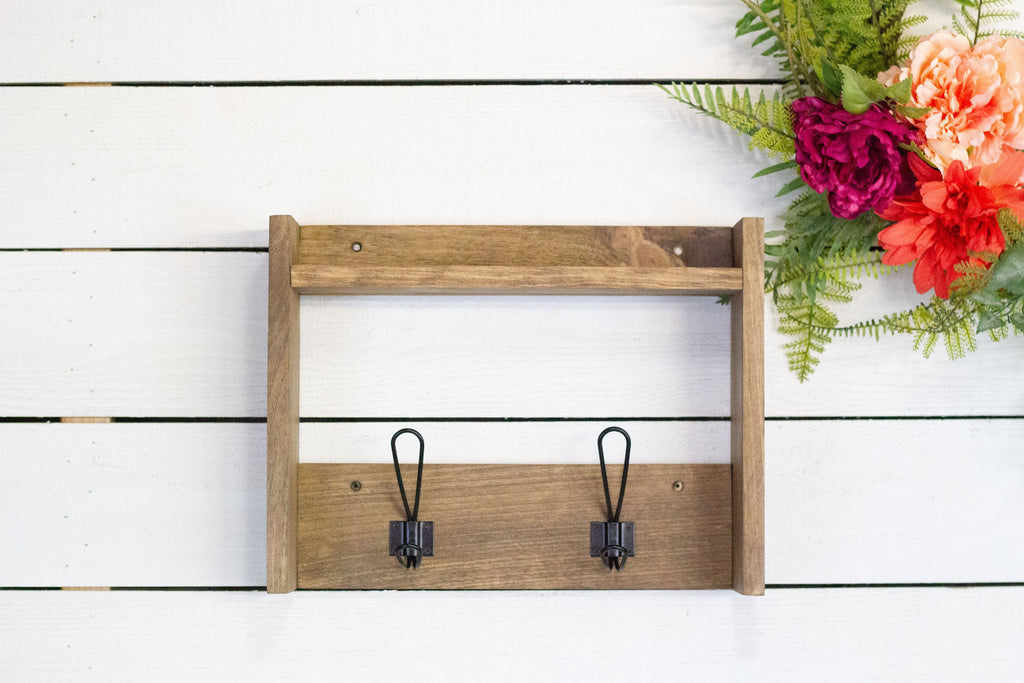 Wooden Coat Hooks with Shelf