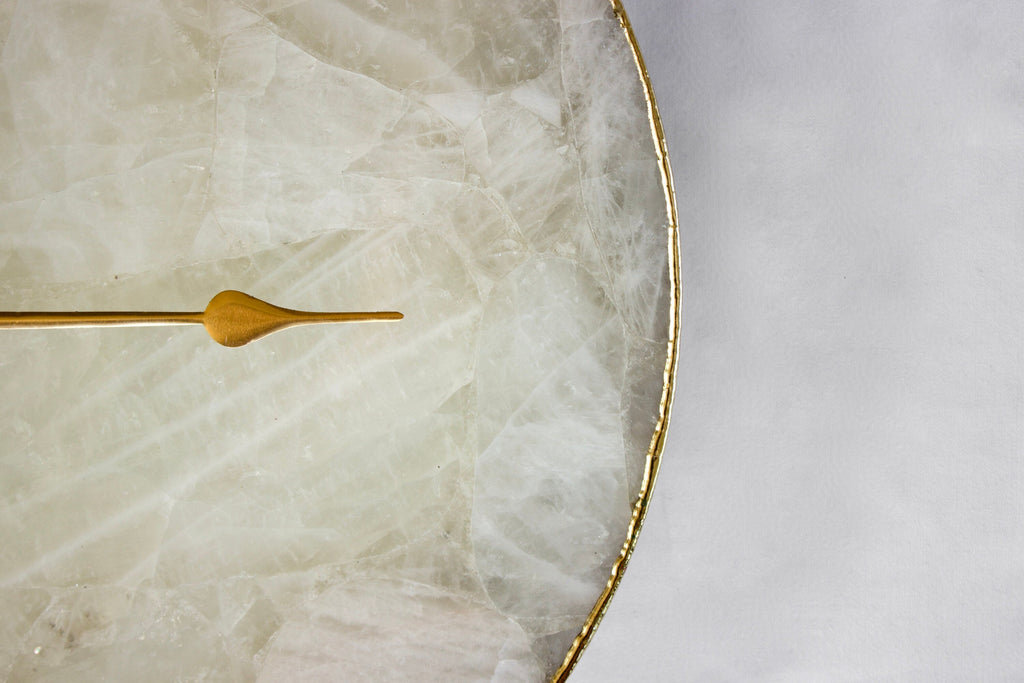 White Agate Round Wall Clock