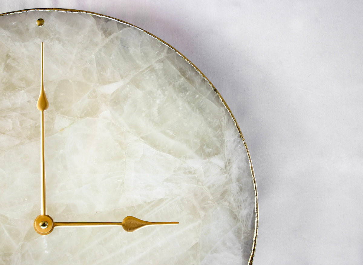 White Agate Round Wall Clock