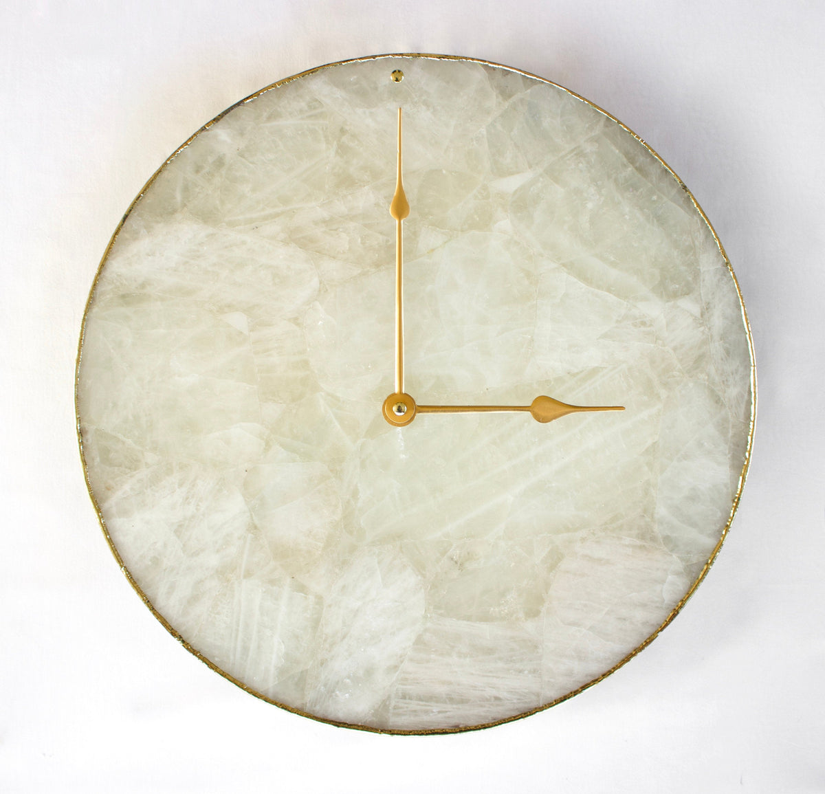 White Agate Round Wall Clock