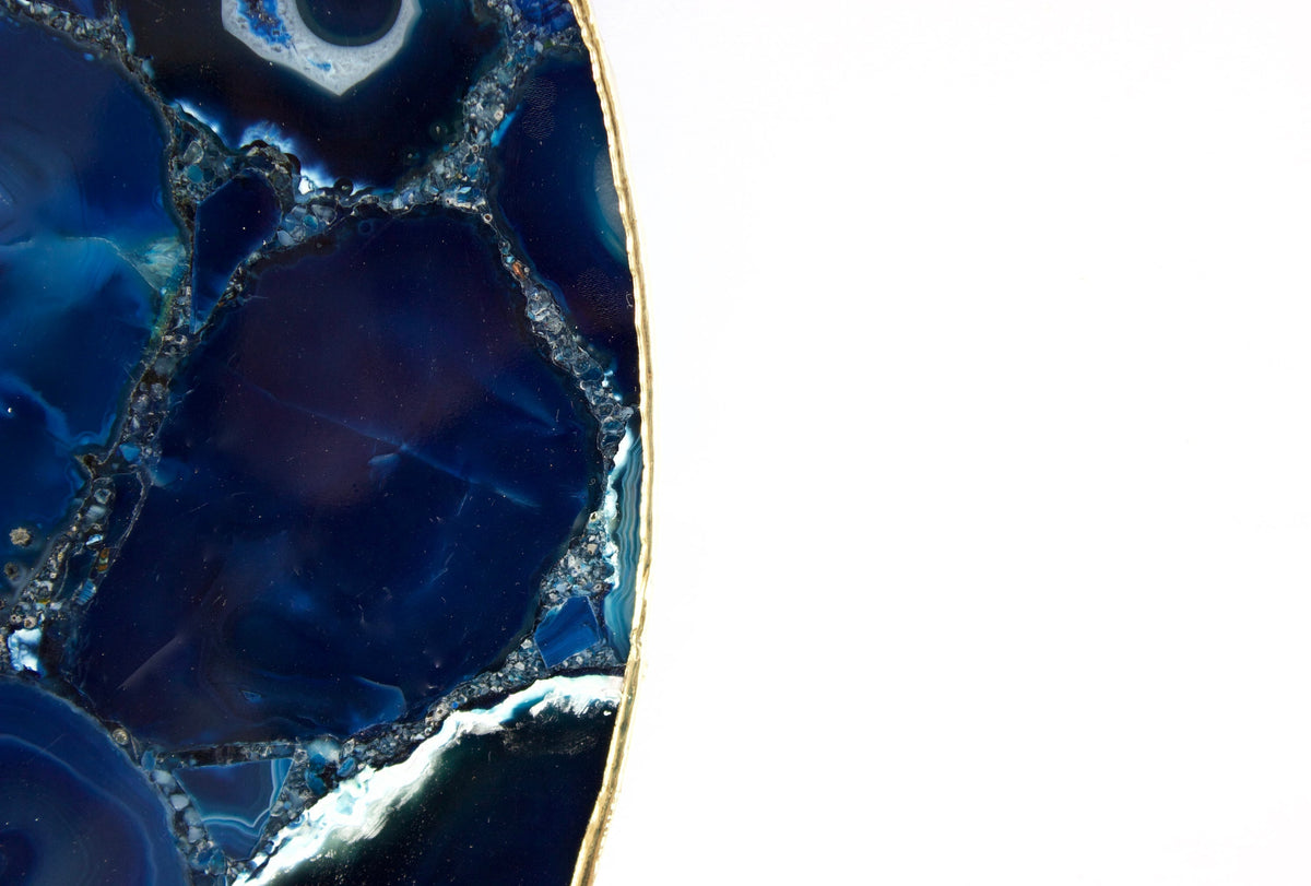 Blue Agate Round Wall Clock