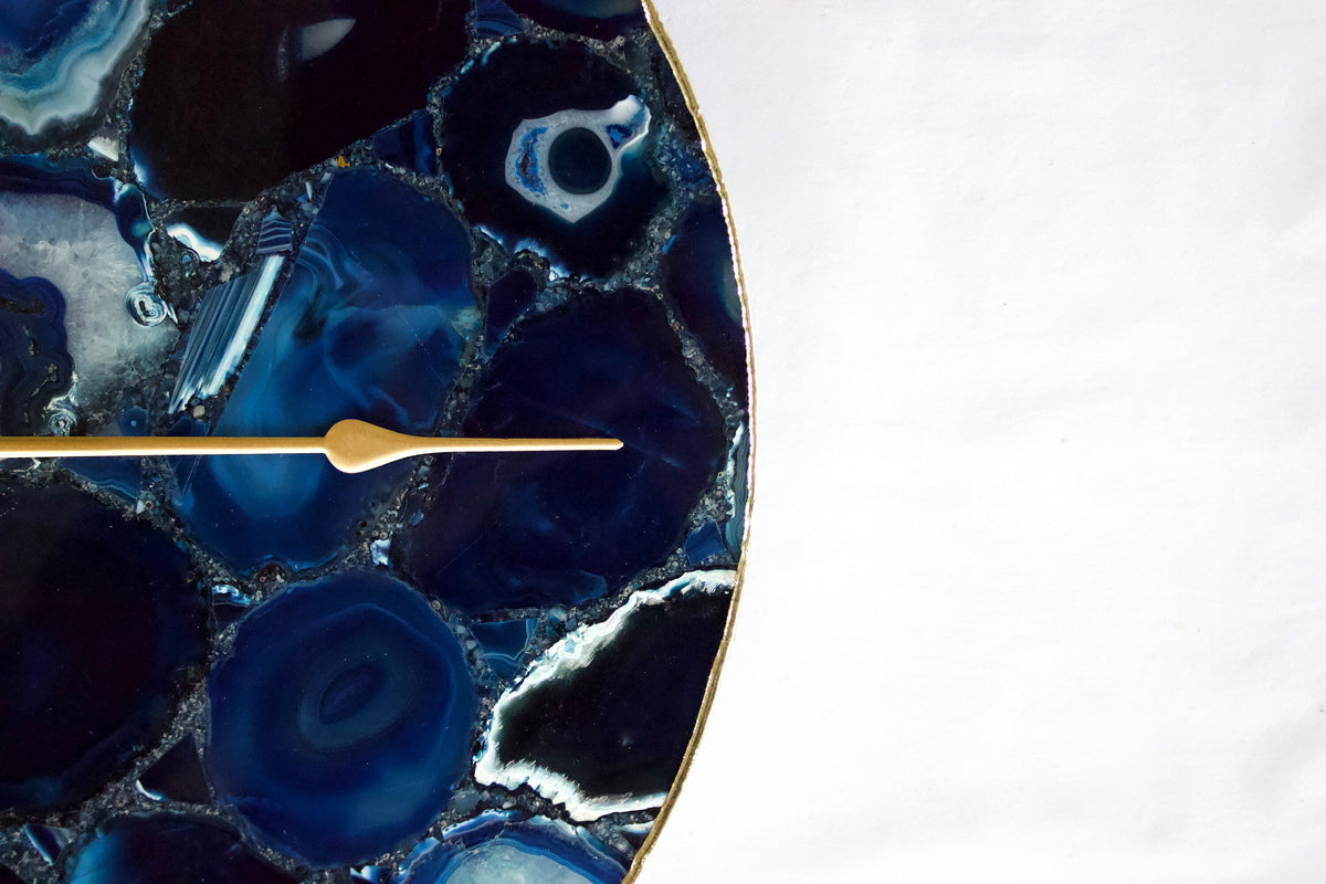 Blue Agate Round Wall Clock
