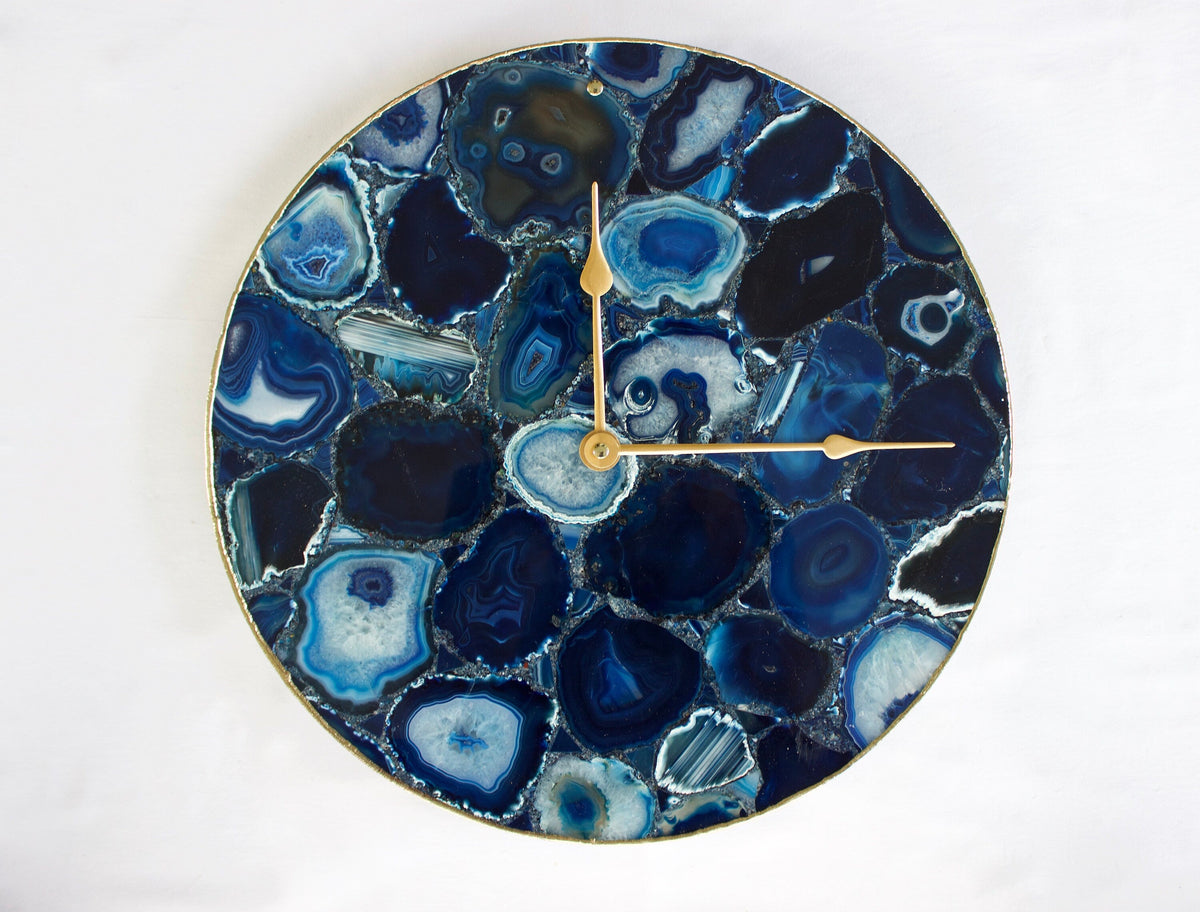 Blue Agate Round Wall Clock