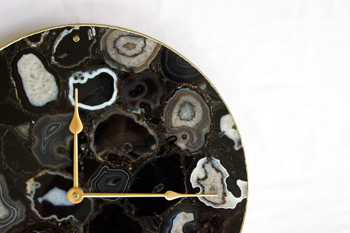 Black Agate Round Wall Clock