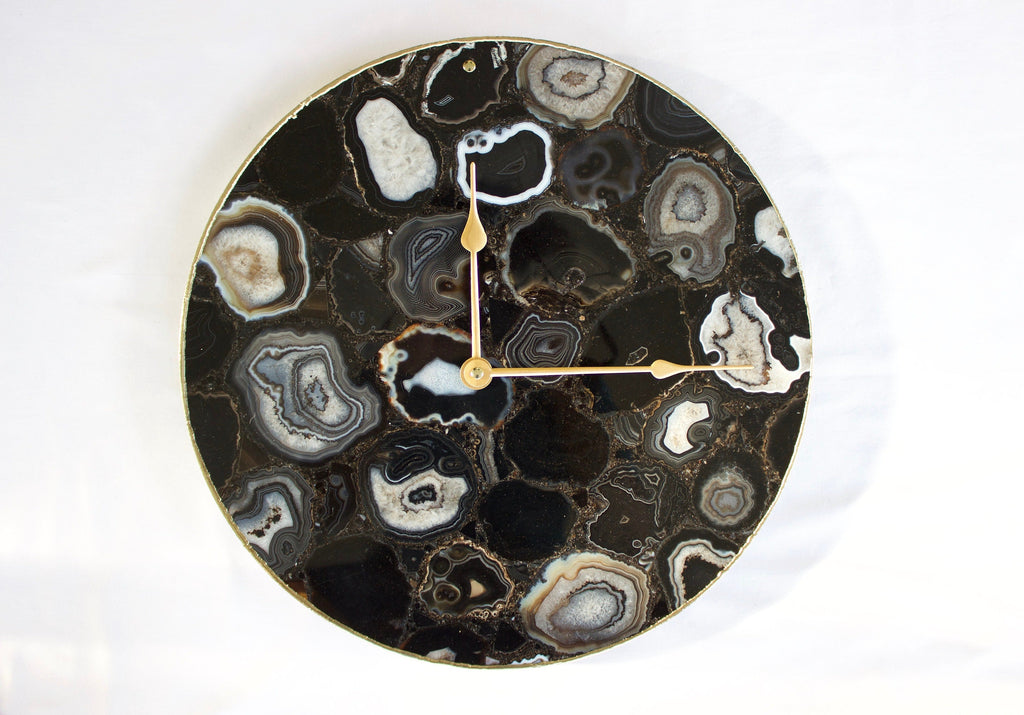 Black Agate Round Wall Clock