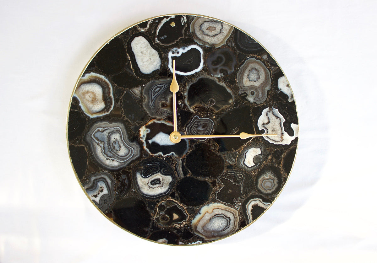 Black Agate Round Wall Clock