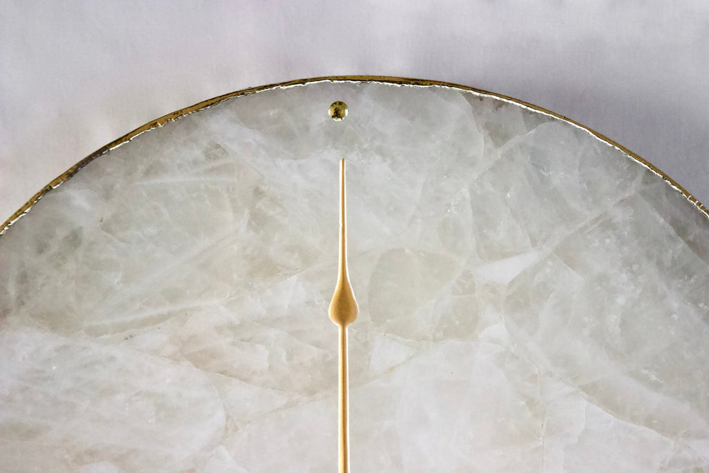 White Agate Round Wall Clock