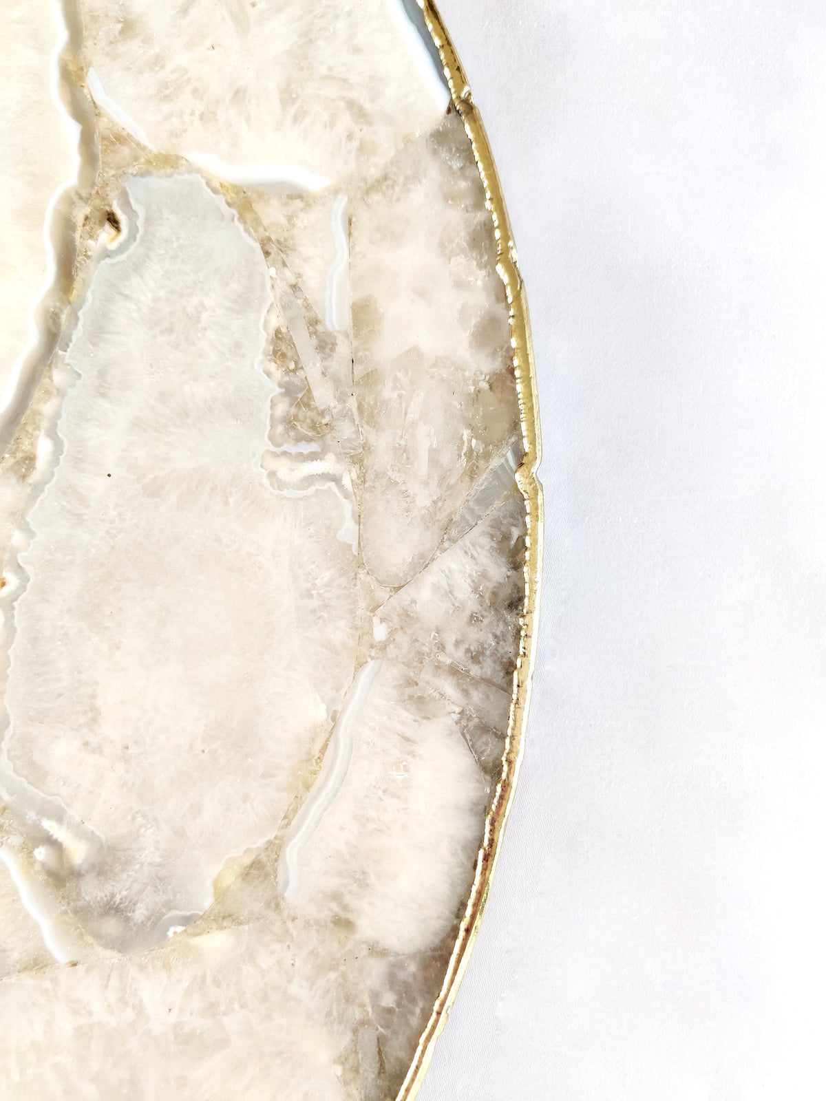 White Agate Round Wall Clock