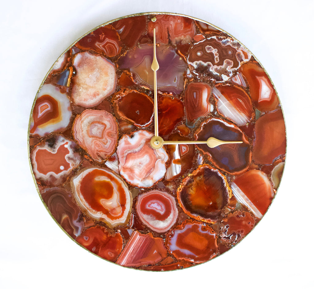 Red Agate Round Wall Clock