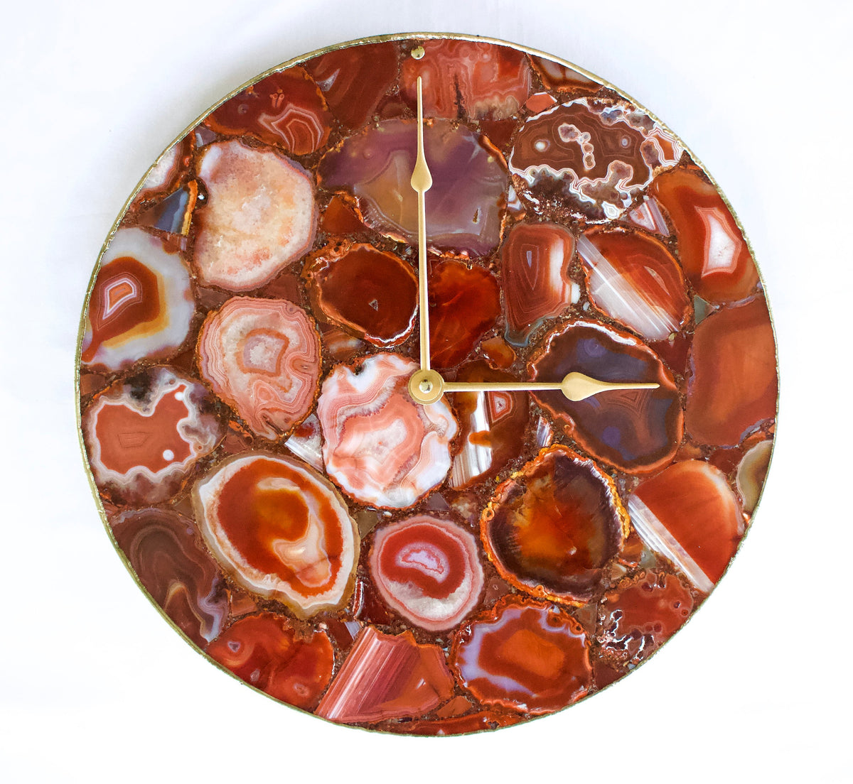 Red Agate Round Wall Clock