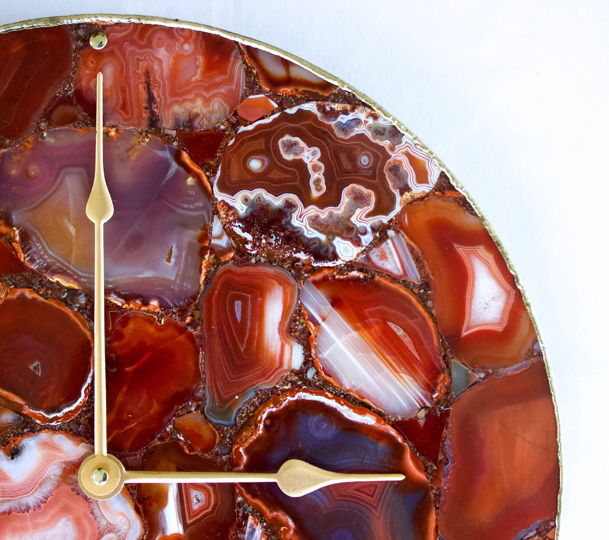 Red Agate Round Wall Clock