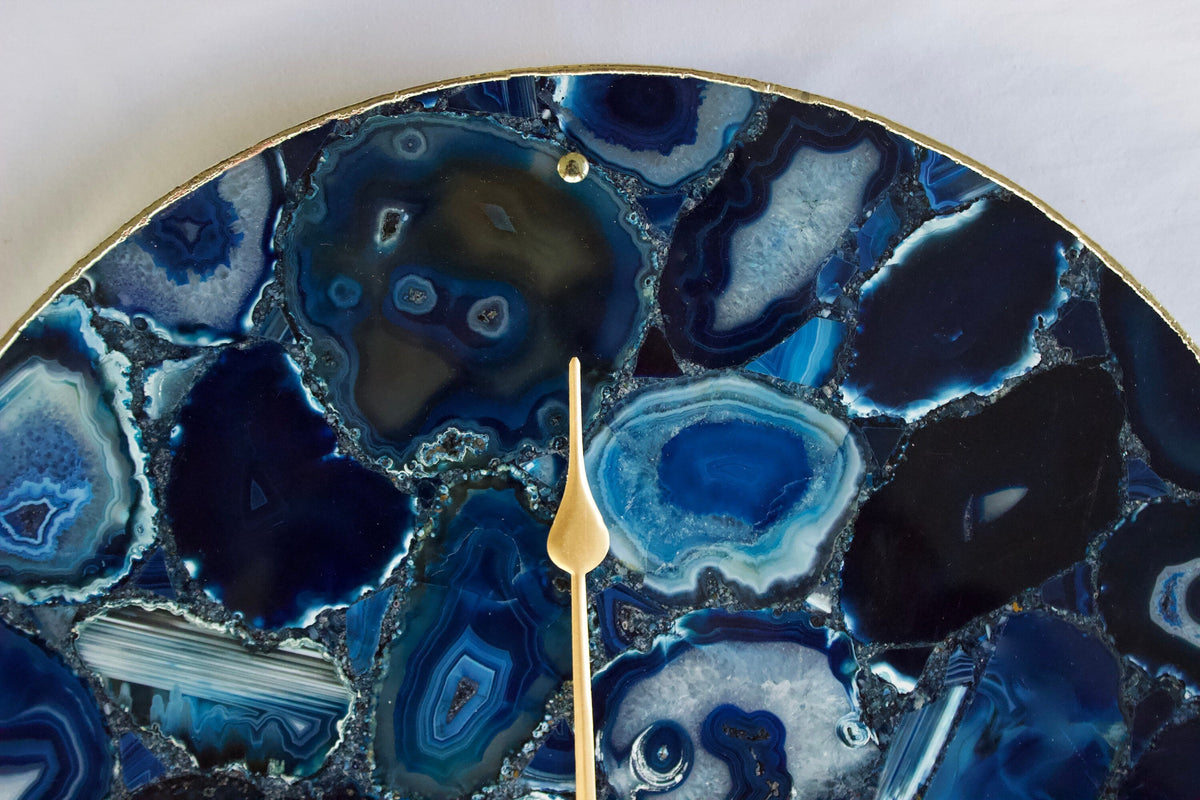 Blue Agate Round Wall Clock