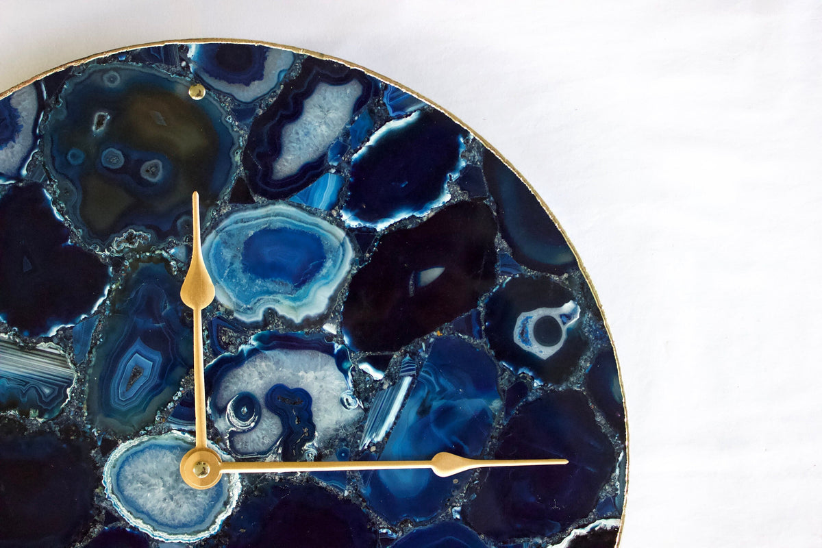 Blue Agate Round Wall Clock