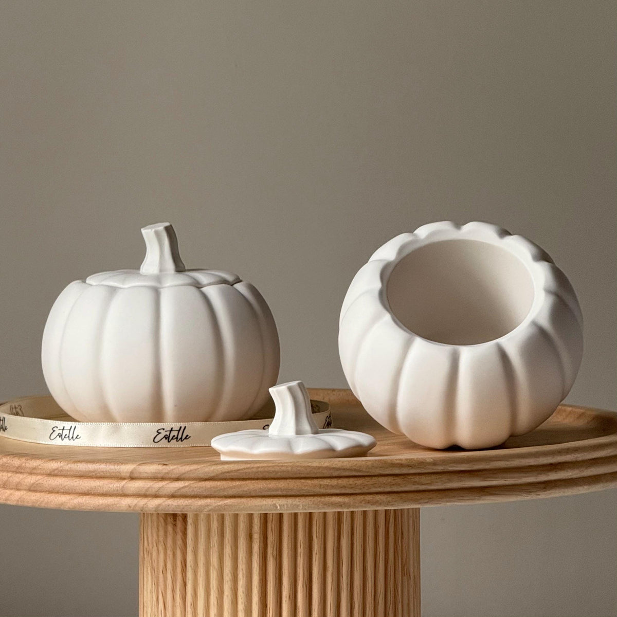 Handmade Jesmonite Pumpkin Jar: Autumn Fall Home Decor