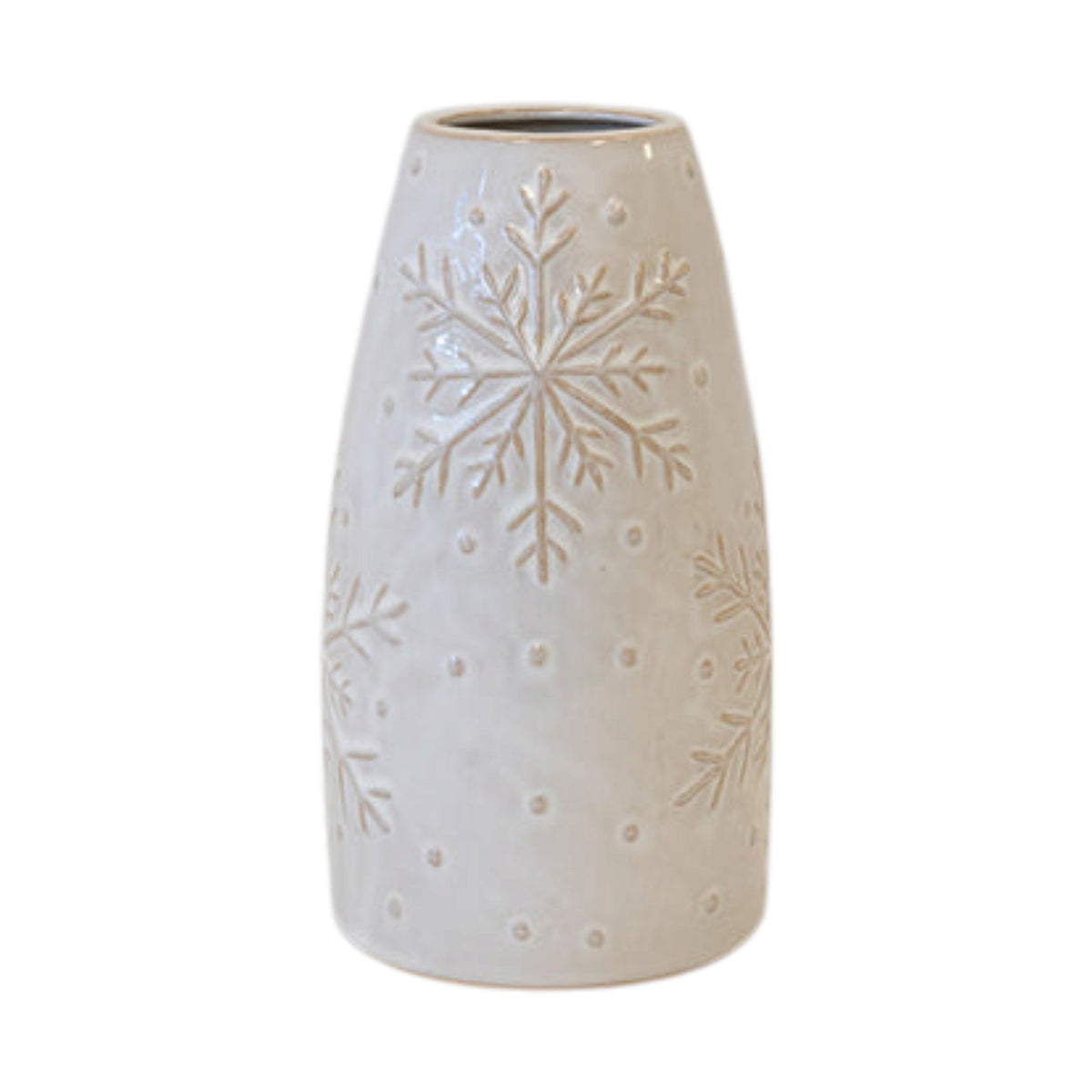 Tall Frosted Snowflake Vase Seasonal Ceramic Vase