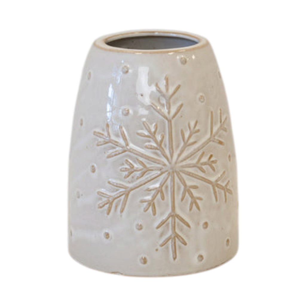 Short Frosted Snowflake Vase Seasonal Ceramic Vase