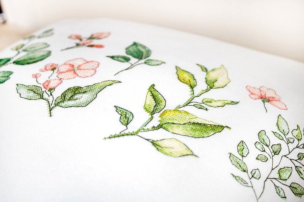 Eucalyptus and Blossom Cushion Counted Cross Stitch Kit by Luca-S PB201L