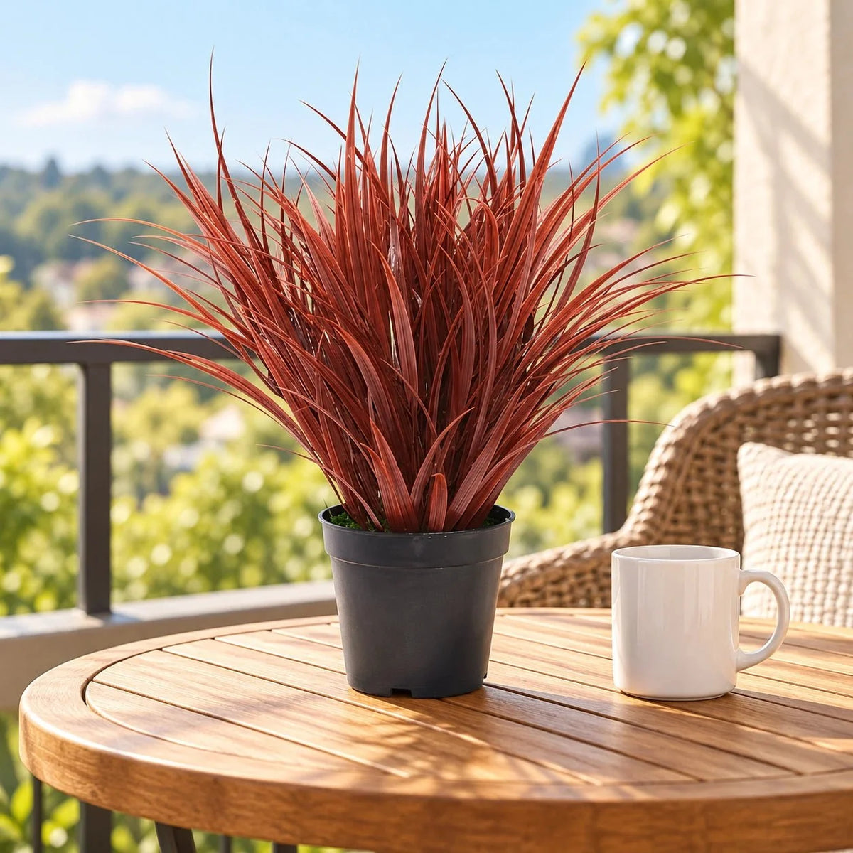 Potted Artificial Grass Burgundy Plant UV Resistant 38cm