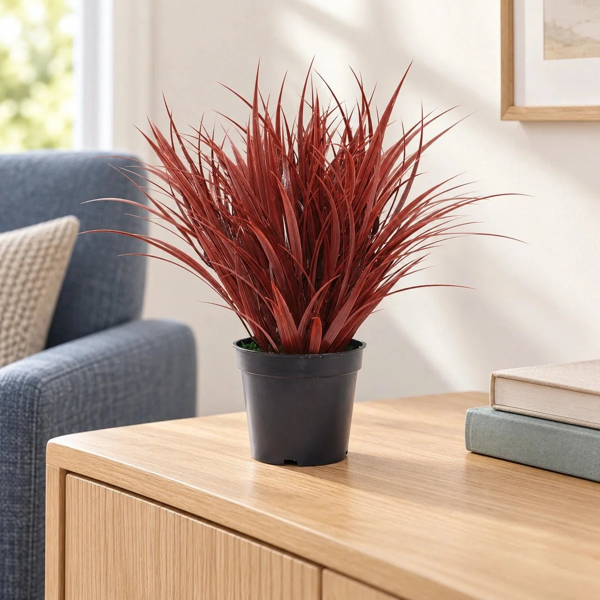 Potted Artificial Grass Burgundy Plant UV Resistant 38cm