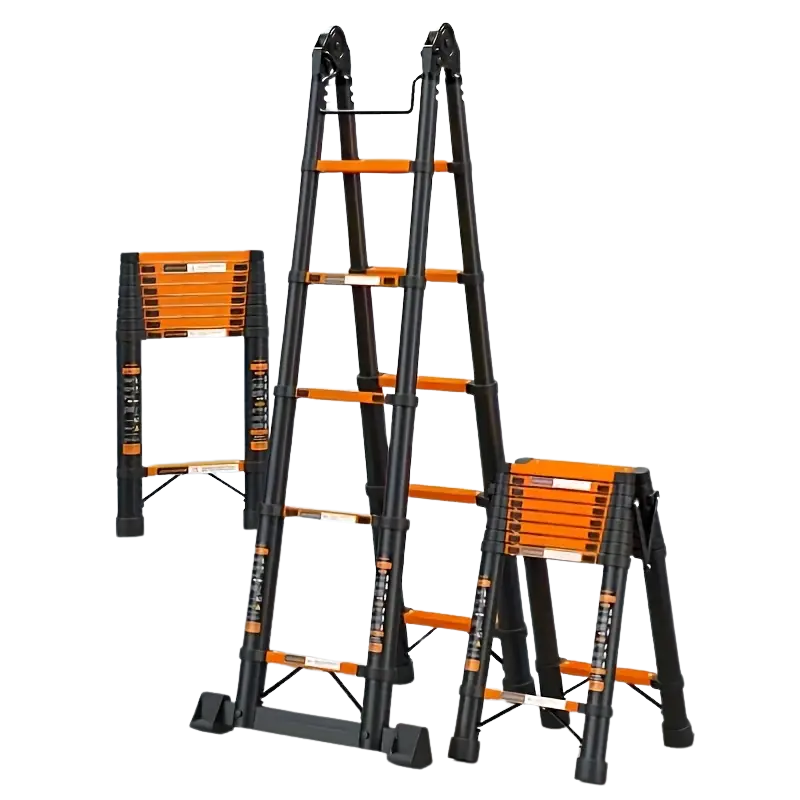 NNETM Telescoping Ladder Heavy-Duty with Shelf